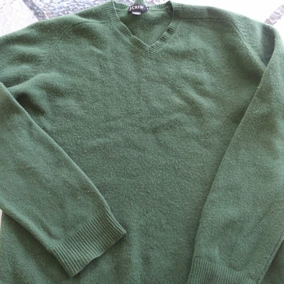J.Crew Forest Green Lambswool V-neck Sweater - Picture 3 of 5